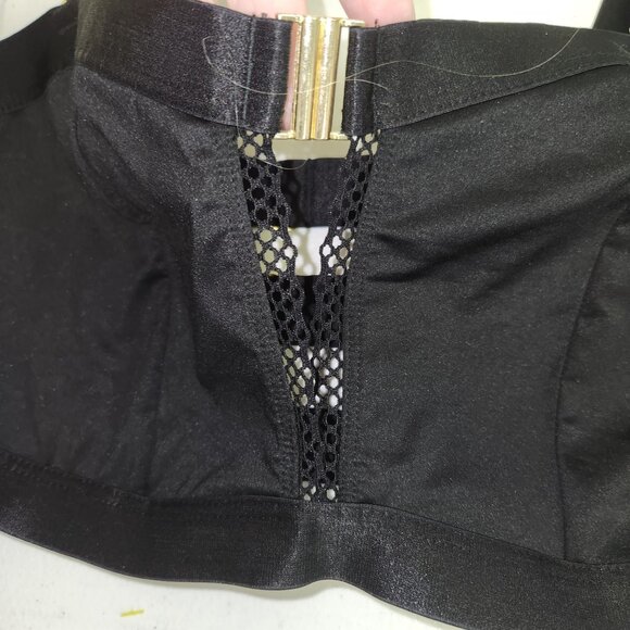 Torrid Curve Black Strappy Lace Detail Longline Bra Gold Hardware 3720 - Picture 3 of 10